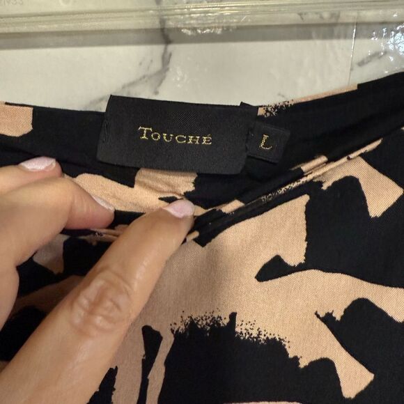 Touché Black and Tan Patterned Women's Skirt Size L - Picture 3 of 5